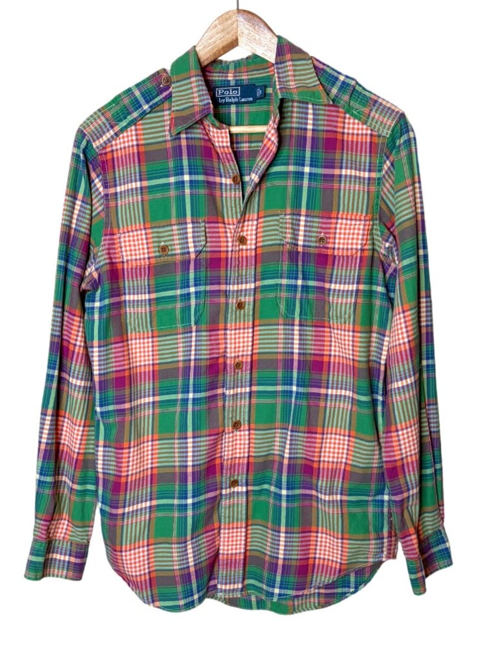 Polo Ralph Lauren Mens Madras Green Plaid Workshirt Size S